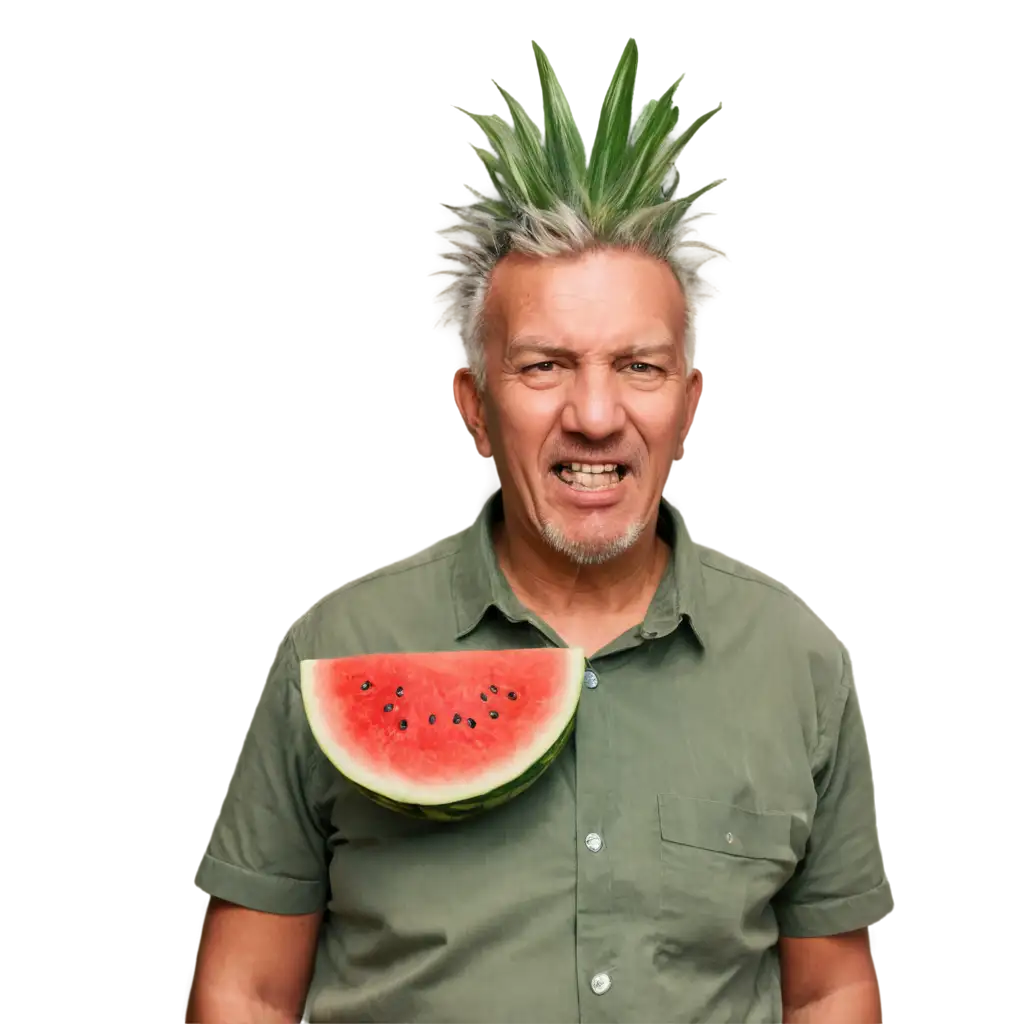 Unique-PNG-Image-of-an-Old-Man-with-a-Watermelon-Head-and-Mohawk-for-Creative-Projects