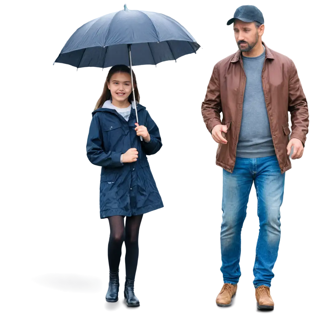 Beautiful-Girl-with-Her-Father-in-Rainy-Day-PNG-Image-for-Heartwarming-Moments