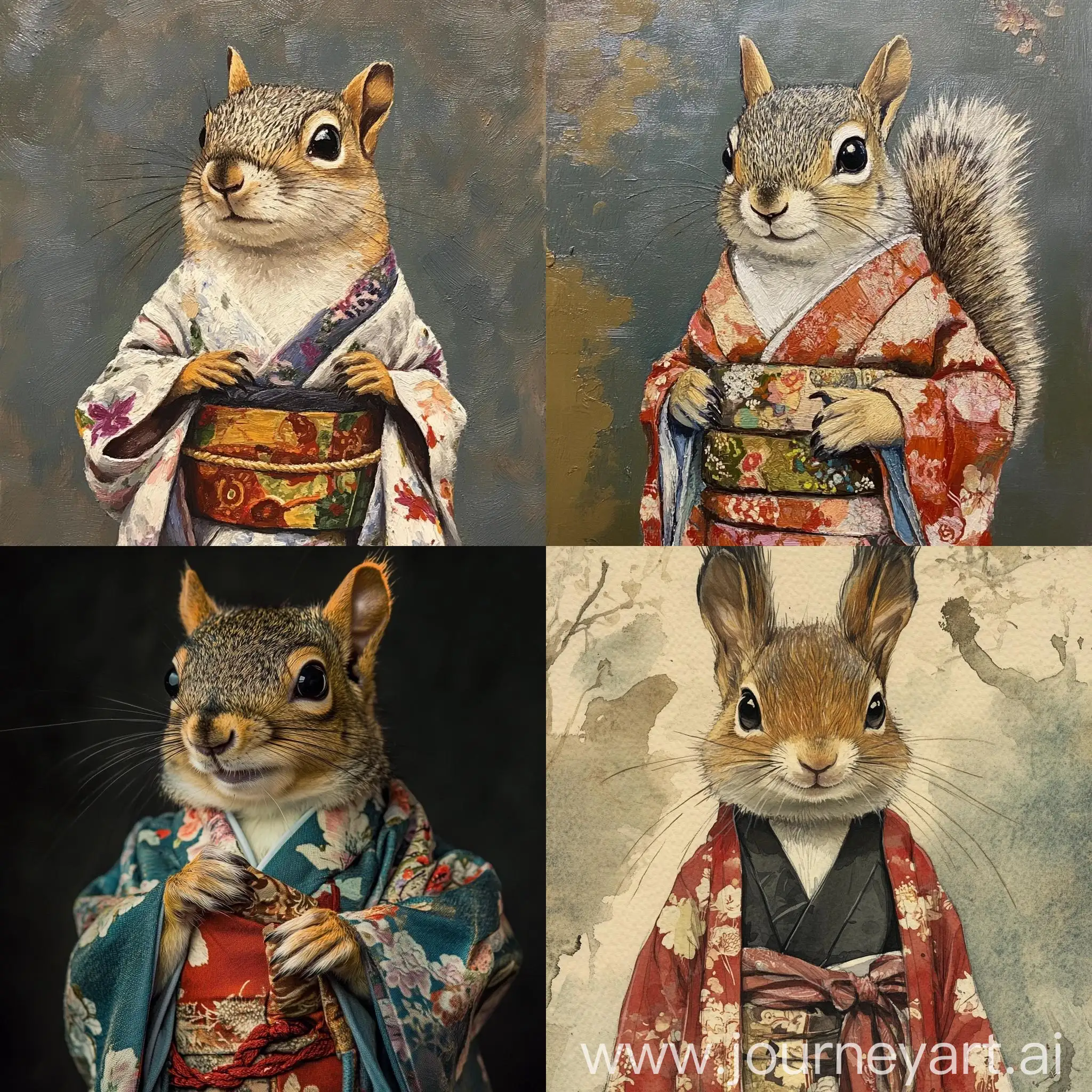 Adorable-Squirrel-in-Traditional-Kimono-Holding-a-Chip