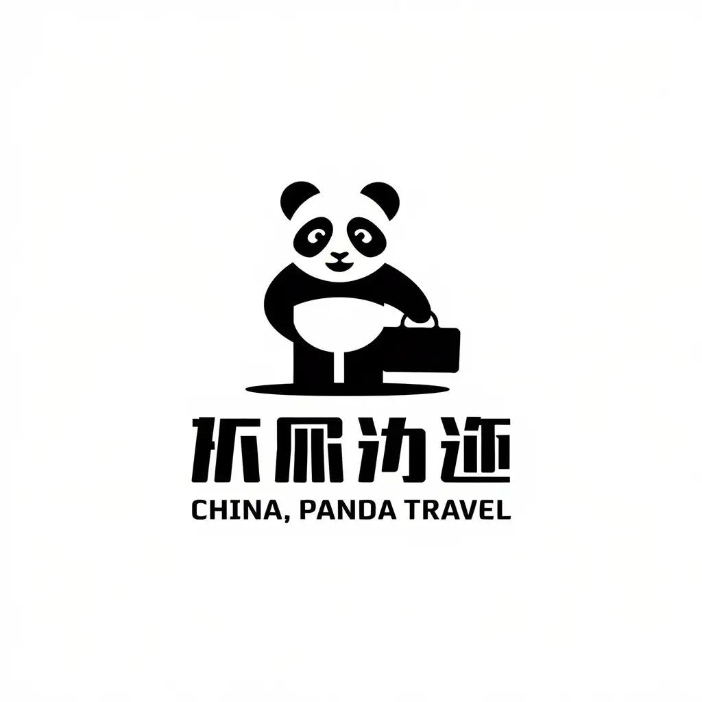 LOGO Design for China Panda Travel Minimalistic Vector Design with Panda and Travel Symbols for Travel Industry