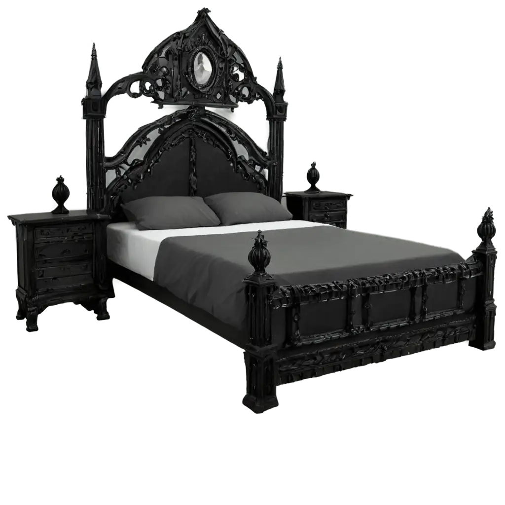 Gothic-Style-Bed-PNG-Image-Enhance-Your-Decor-with-Elegance