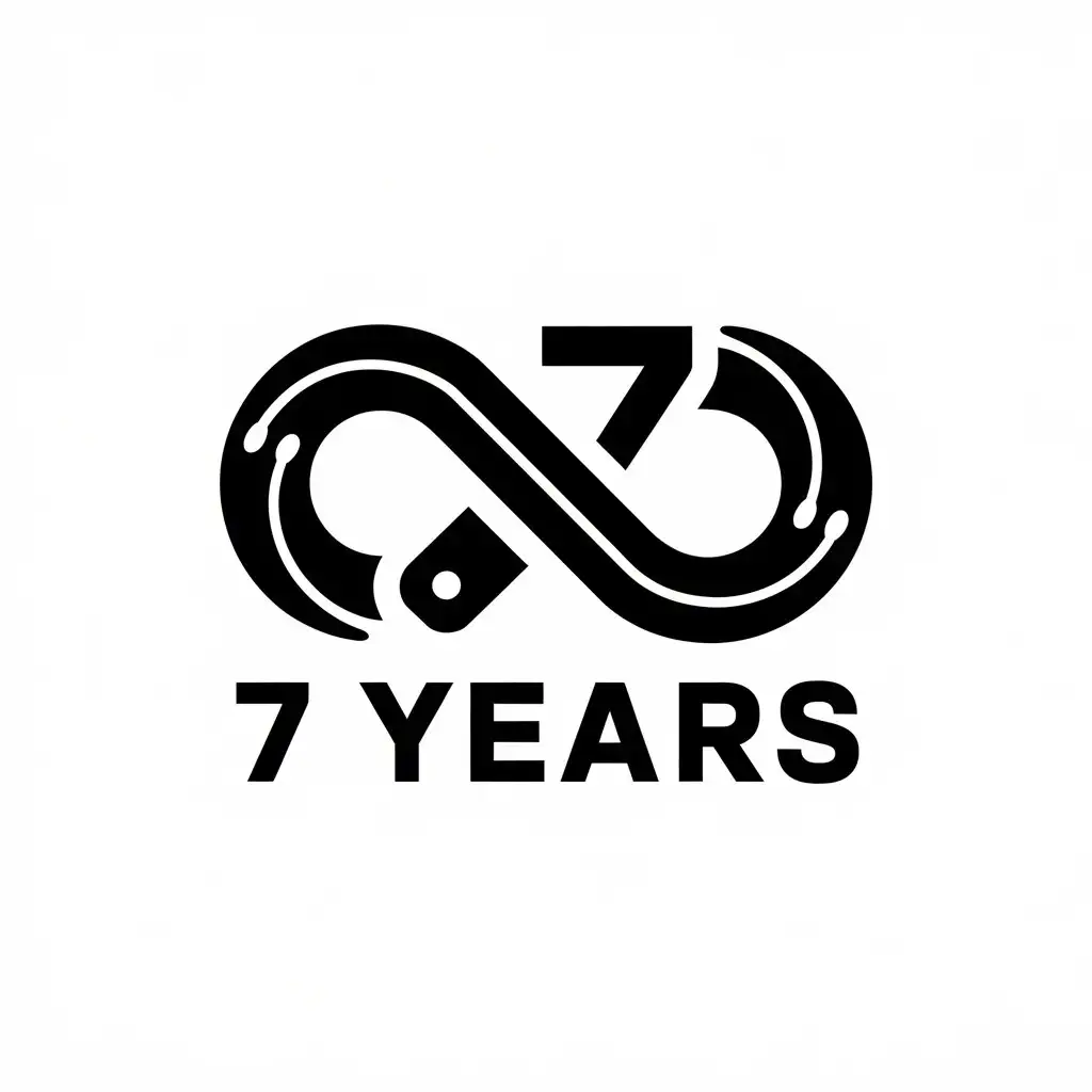 a vector logo design,with the text "7 years", main symbol:∞bo  2024  龍 数字7的线条柔和一点,Minimalistic,be used in Internet industry,clear background