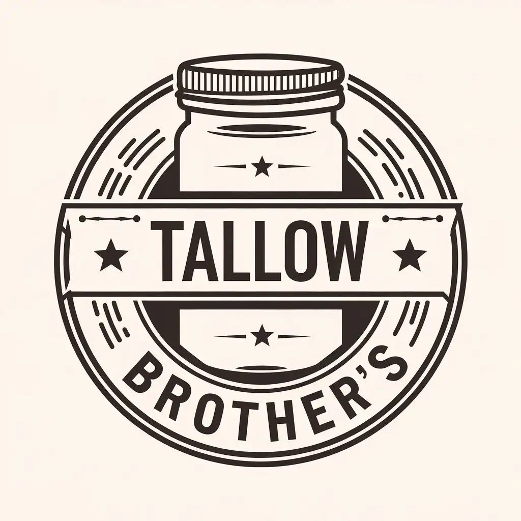 LOGO Design for Tallow Brothers Vector Jar with Modern Minimalistic Style on Clear Background