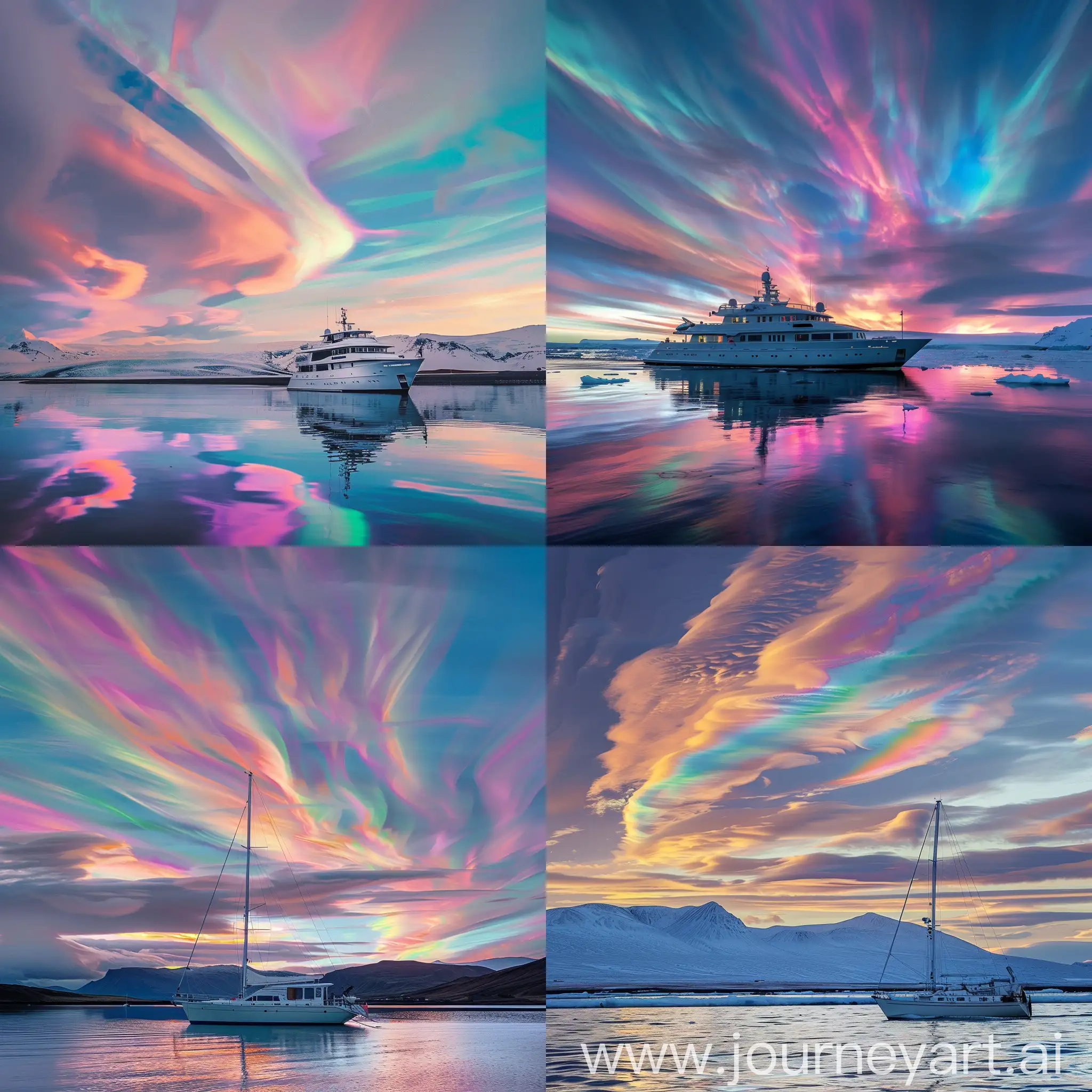 Vibrant-Polar-Stratospheric-Clouds-Over-Iceland-with-White-Yacht