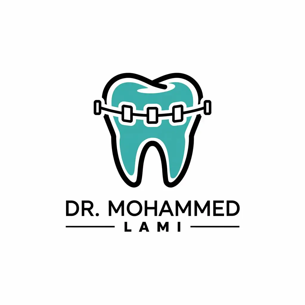 LOGO Design for Dr Mohammed Lami Tooth with Orthodontic Braces in Medical Dental Industry