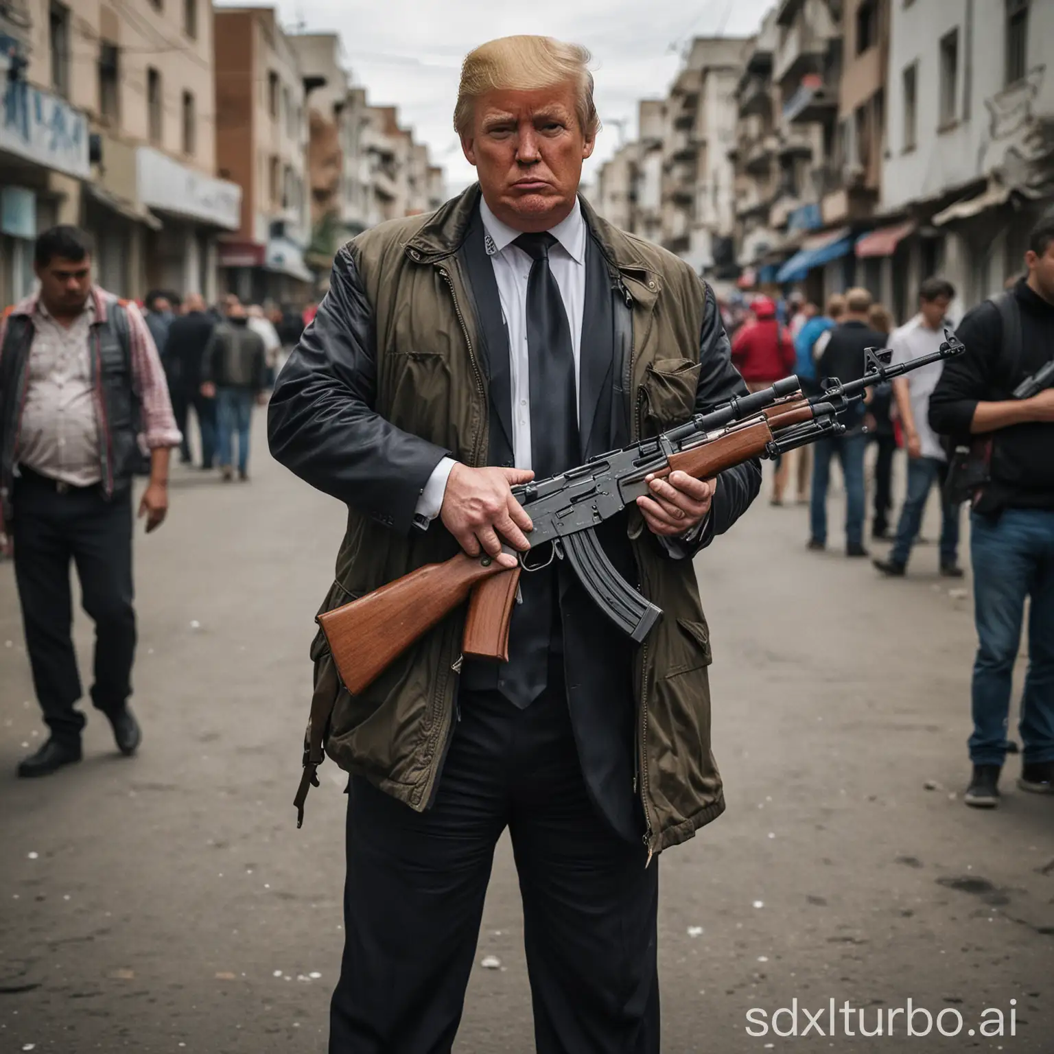 Political-Satire-Donald-Trump-Lookalike-with-AK47-in-Urban-Setting