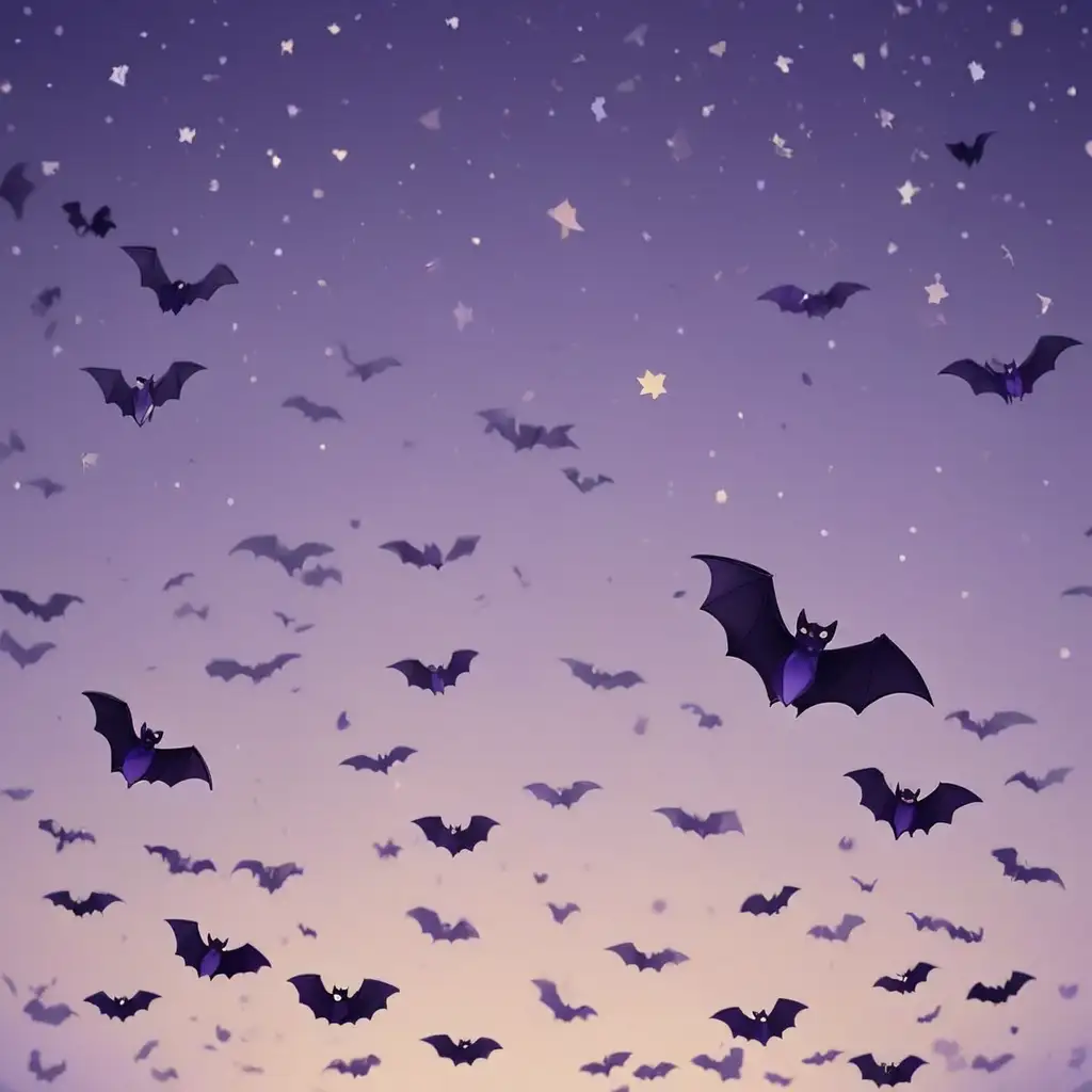 Modern Halloween Background with Tanzanite Hues and Bats