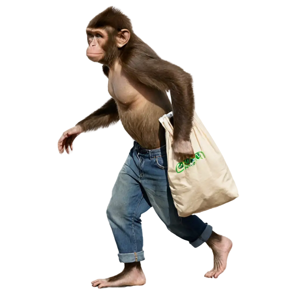 Monkey-Carrying-EcoBags-PNG-Image-EcoFriendly-Primate-Illustration