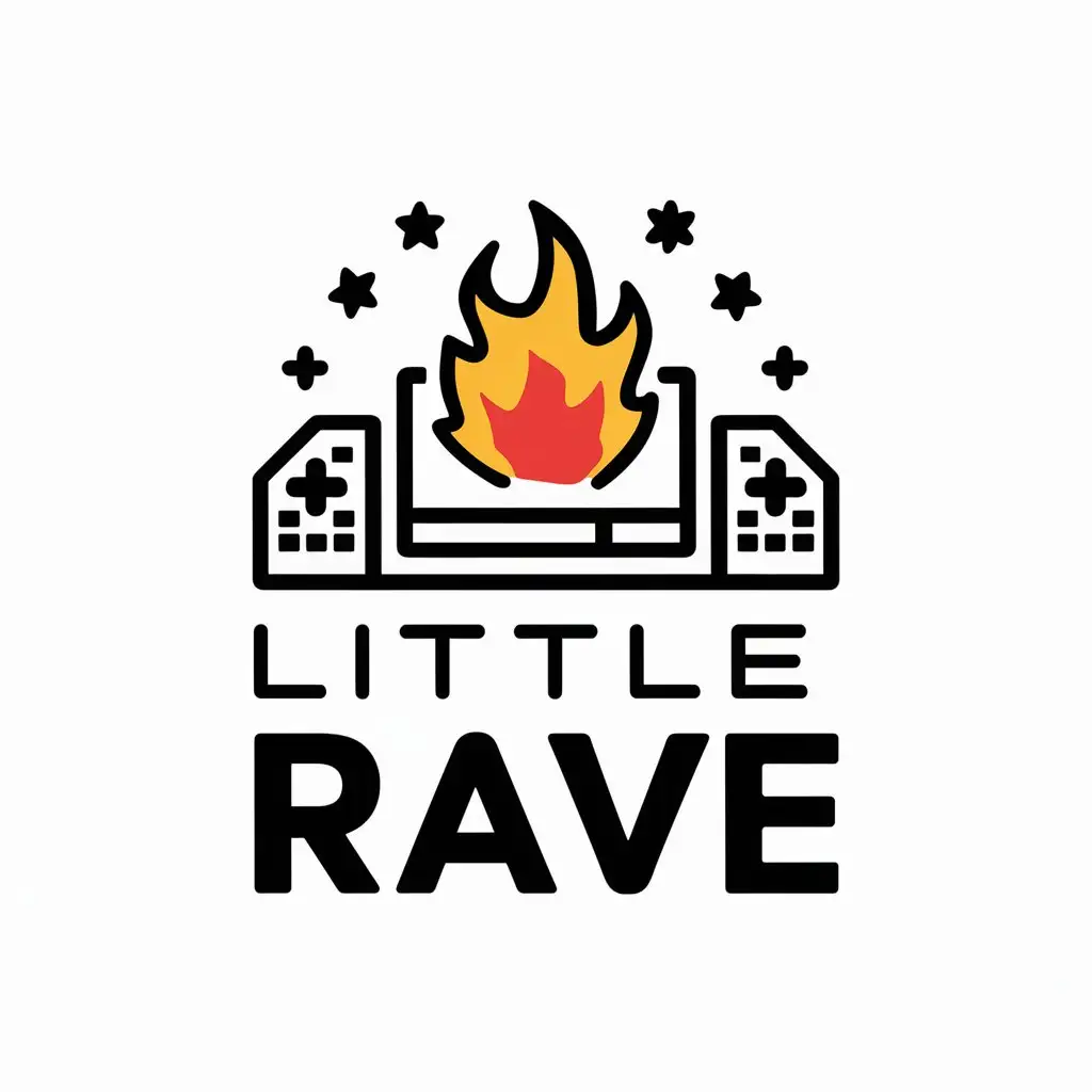 LOGO-Design-For-Little-Rave-Dynamic-Fire-Emblem-with-Gaming-and-Tech-Elements