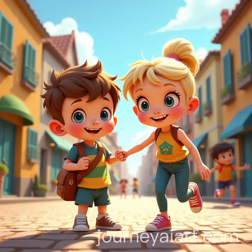 Siblings-Rover-and-Madelief-Playfully-Exploring-a-Lively-Urban-Town