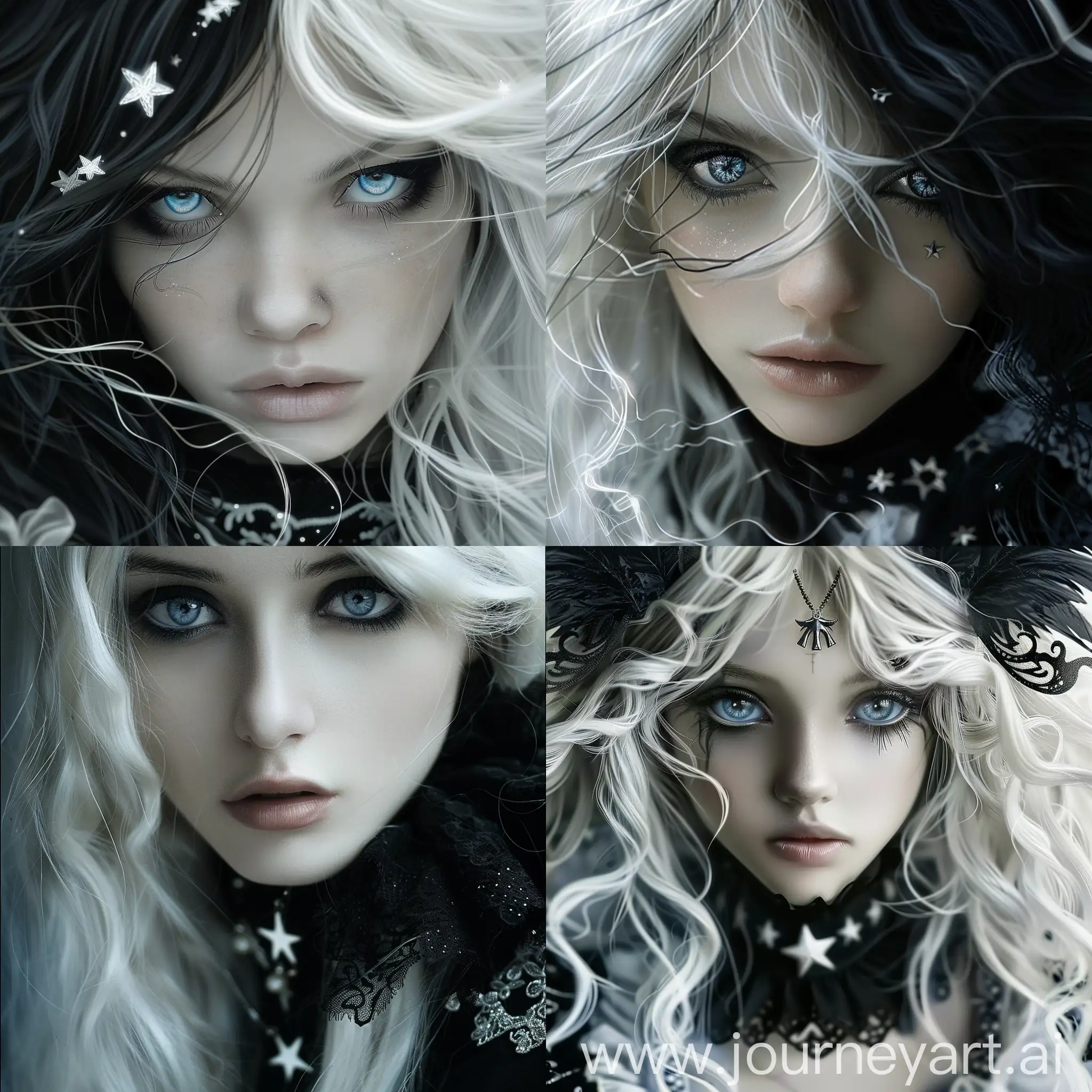 Victorian-Angel-with-Starry-Eyes-and-Elegant-Black-and-White-Hair