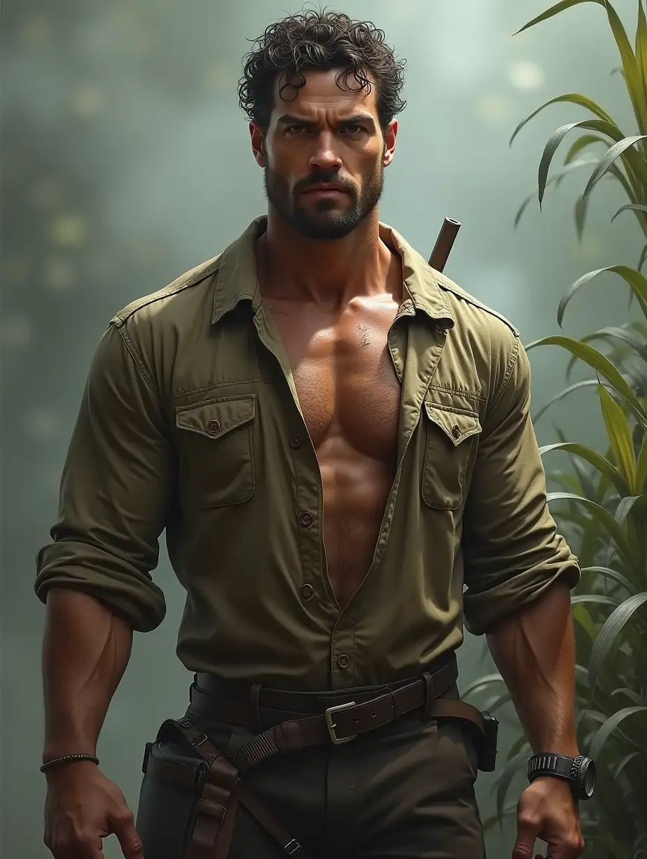 Muscular-Male-Character-with-Claw-Scars-and-Rugged-Professor-Look-Emerging-from-Mist