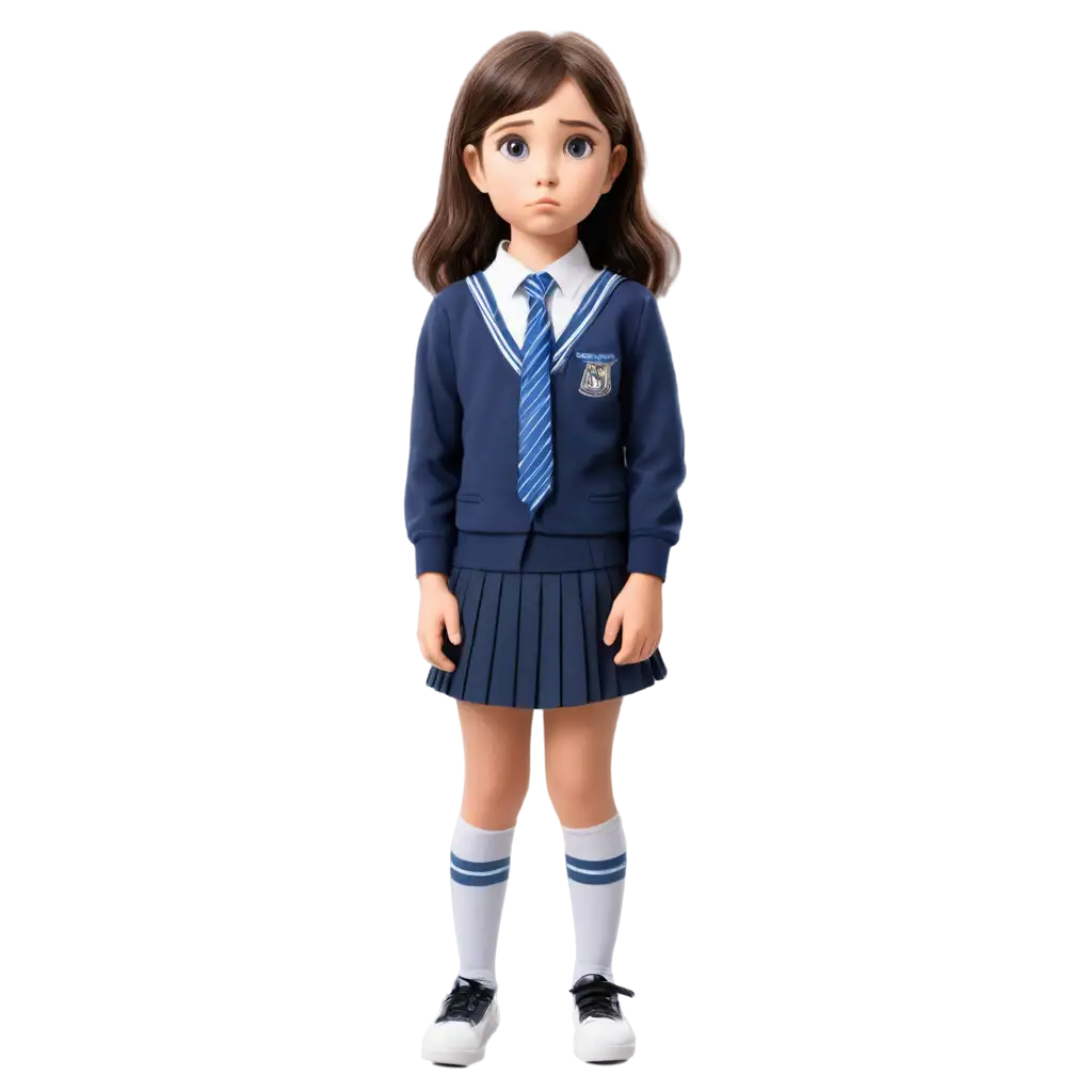 Sad-Little-Girl-in-School-Uniform-PNG-HighQuality-Animated-Image-for-Emotional-Impact