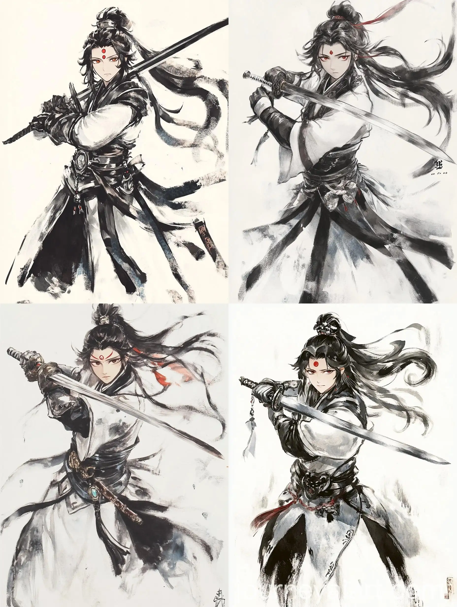 Chinese-Traditional-Female-Knight-with-Sword-in-Fighting-Pose