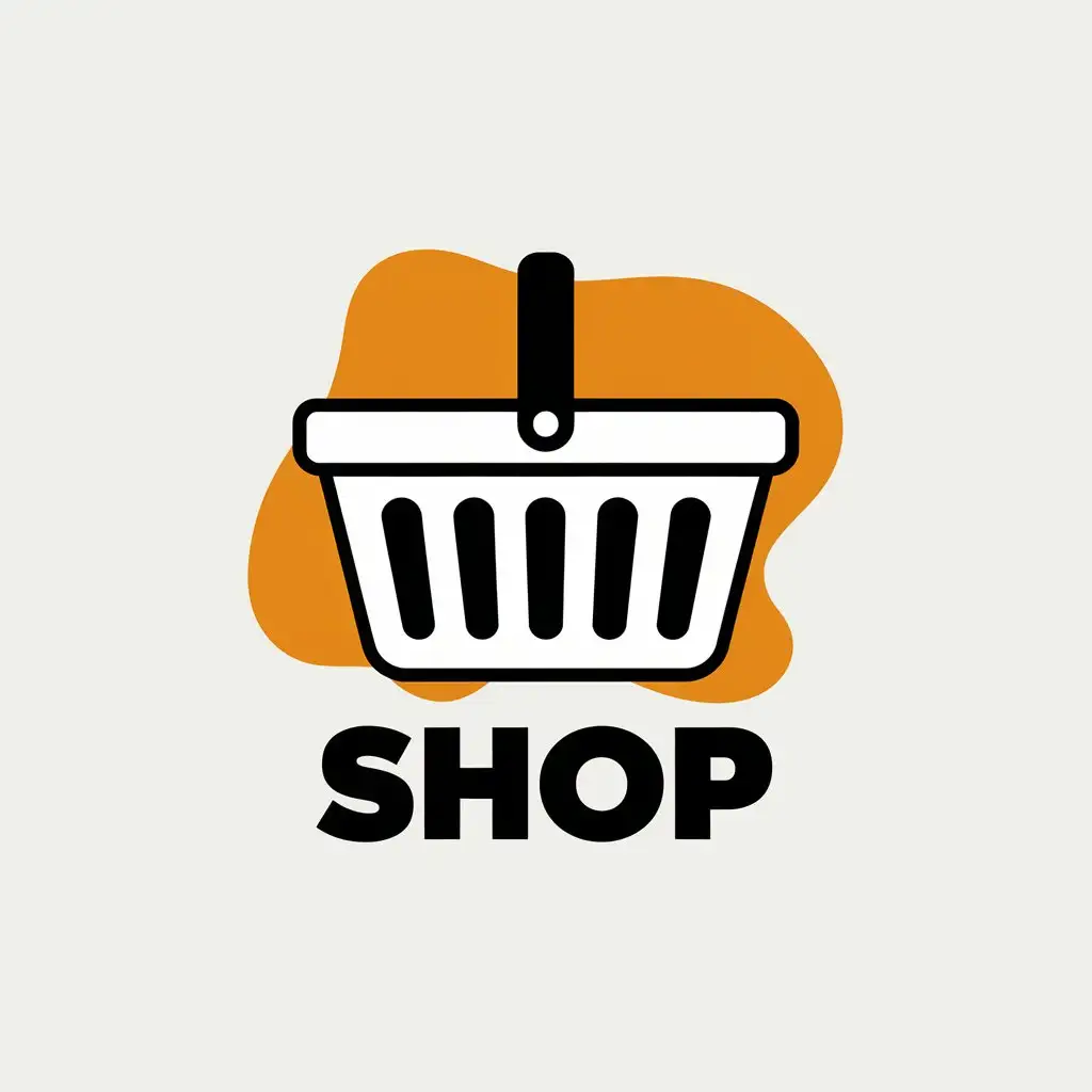 LOGO-Design-for-Shop-White-Shopping-Basket-with-Black-Handles-on-Clear-Background