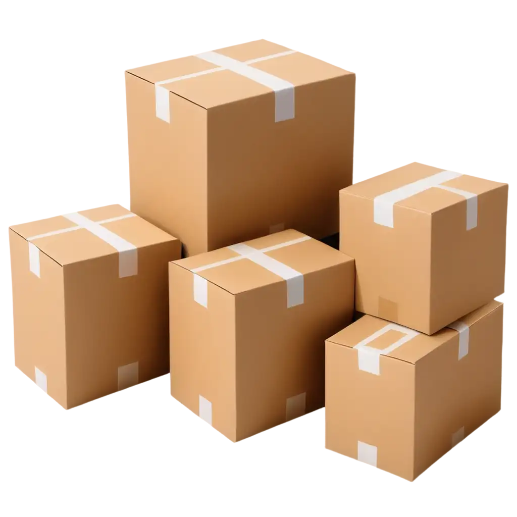 PNG-Image-of-4-Different-Parcel-Boxes-in-Various-Sizes-Rectangular-and-Square-Formats