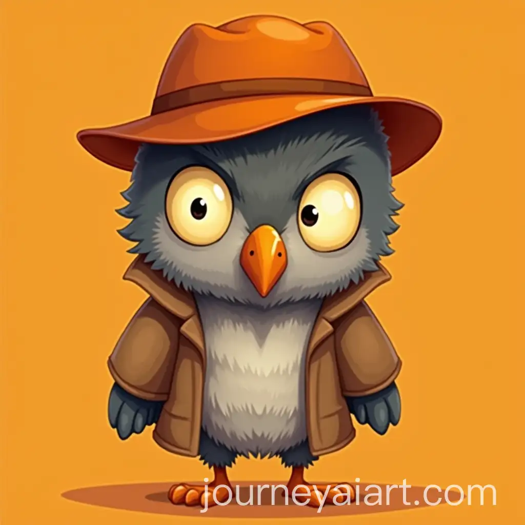 Anthropomorphic-Detective-Owl-Boy-with-Orange-Hat-and-Yellow-Eyes