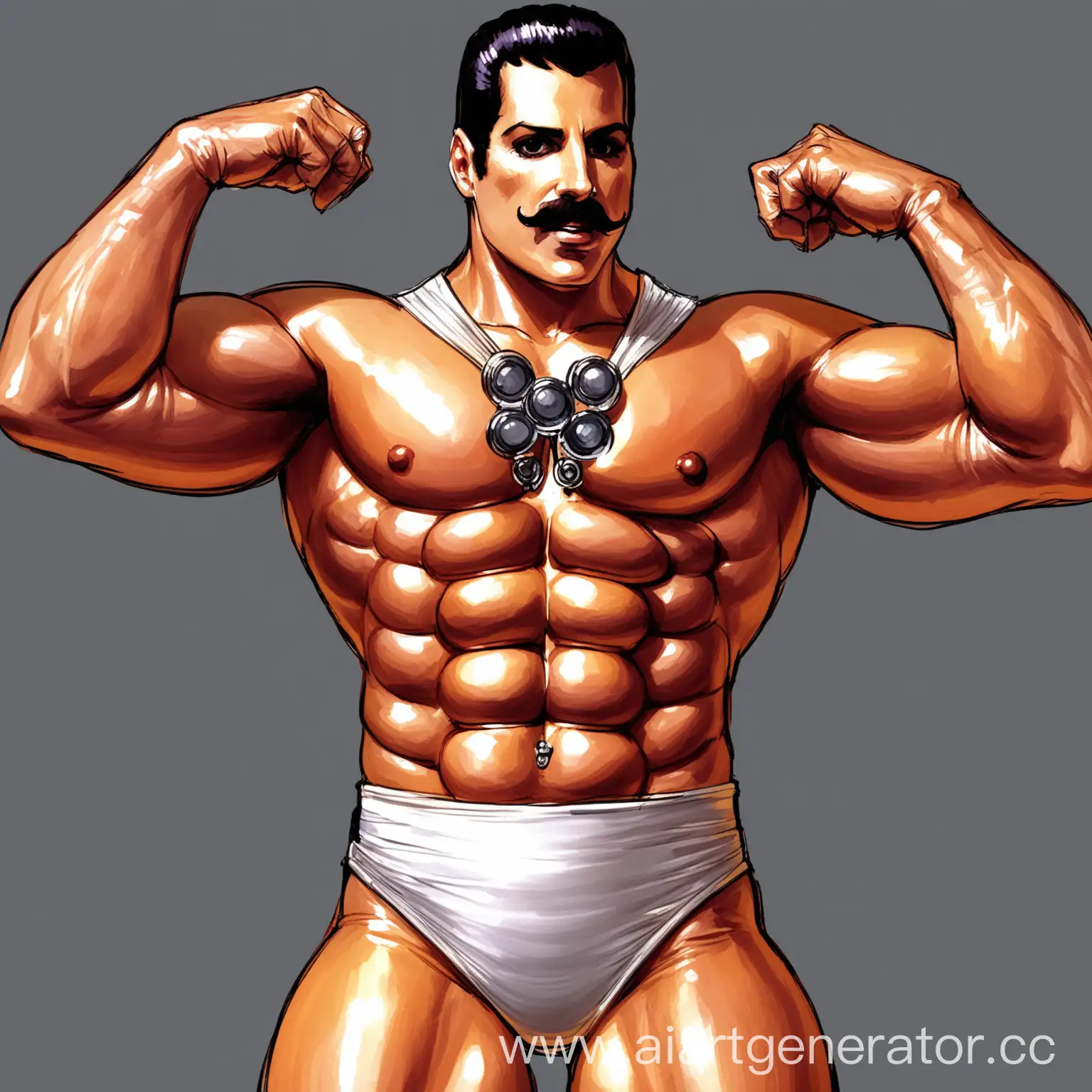 Strong-Pose-of-Freddy-Mercury-Flexing-Muscles