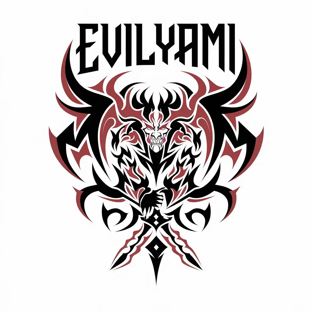 LOGO Design for Evilyami Tribal Tattoo Black and Red Evil Warrior