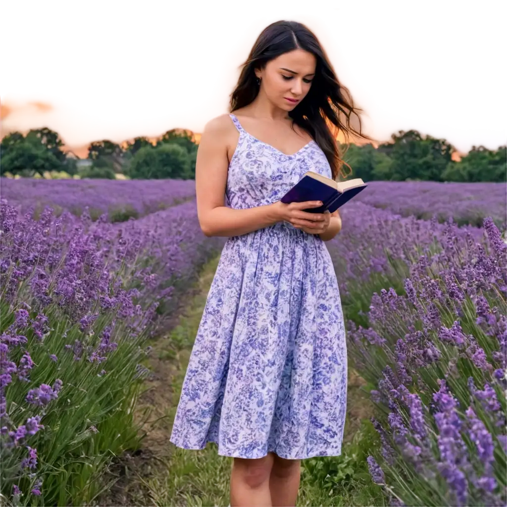 Sunset-Glare-Effect-PNG-Image-Adult-Woman-in-Floral-Field-Holding-a-Bible