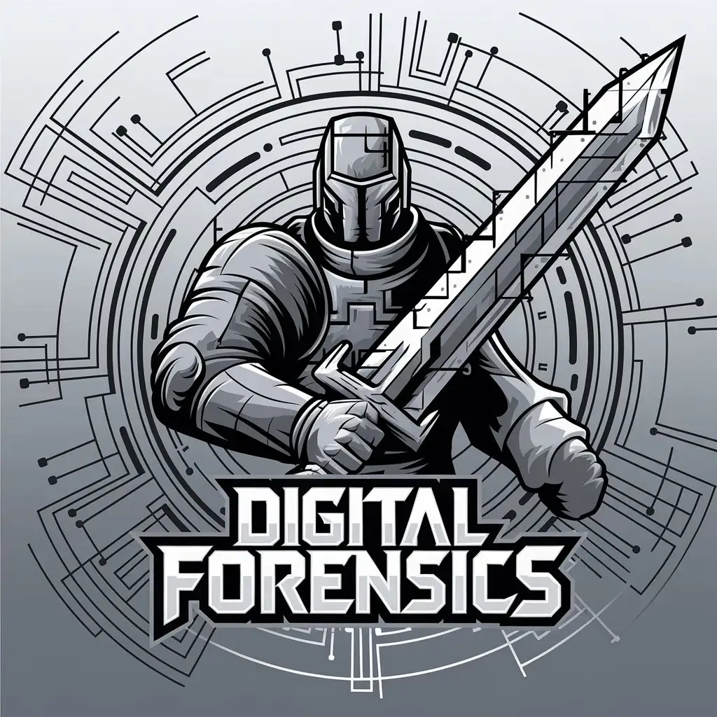 LOGO Design for Digital Forensics Vector Logo with Bit Byte and Digital Soldier Symbolism