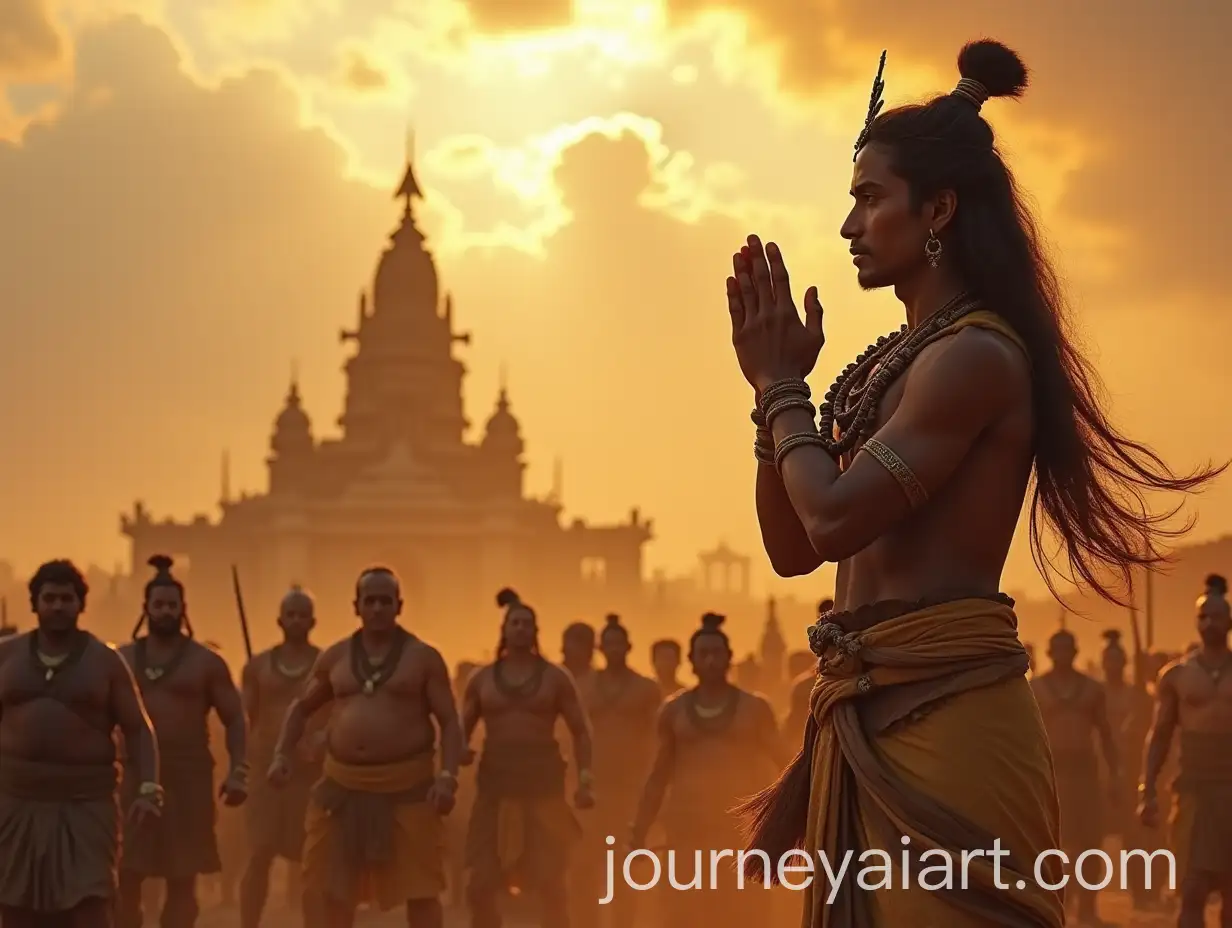 Krishnas-Maharup-in-the-Battle-of-Mahabharata-with-Arjun-in-Namaskar-Pose