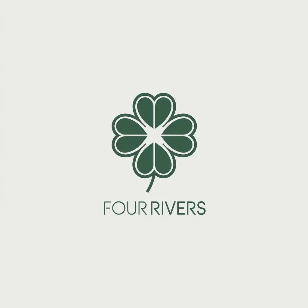 LOGO Design for Four Rivers Spa Minimalistic Four Leaf Clover in Black and White