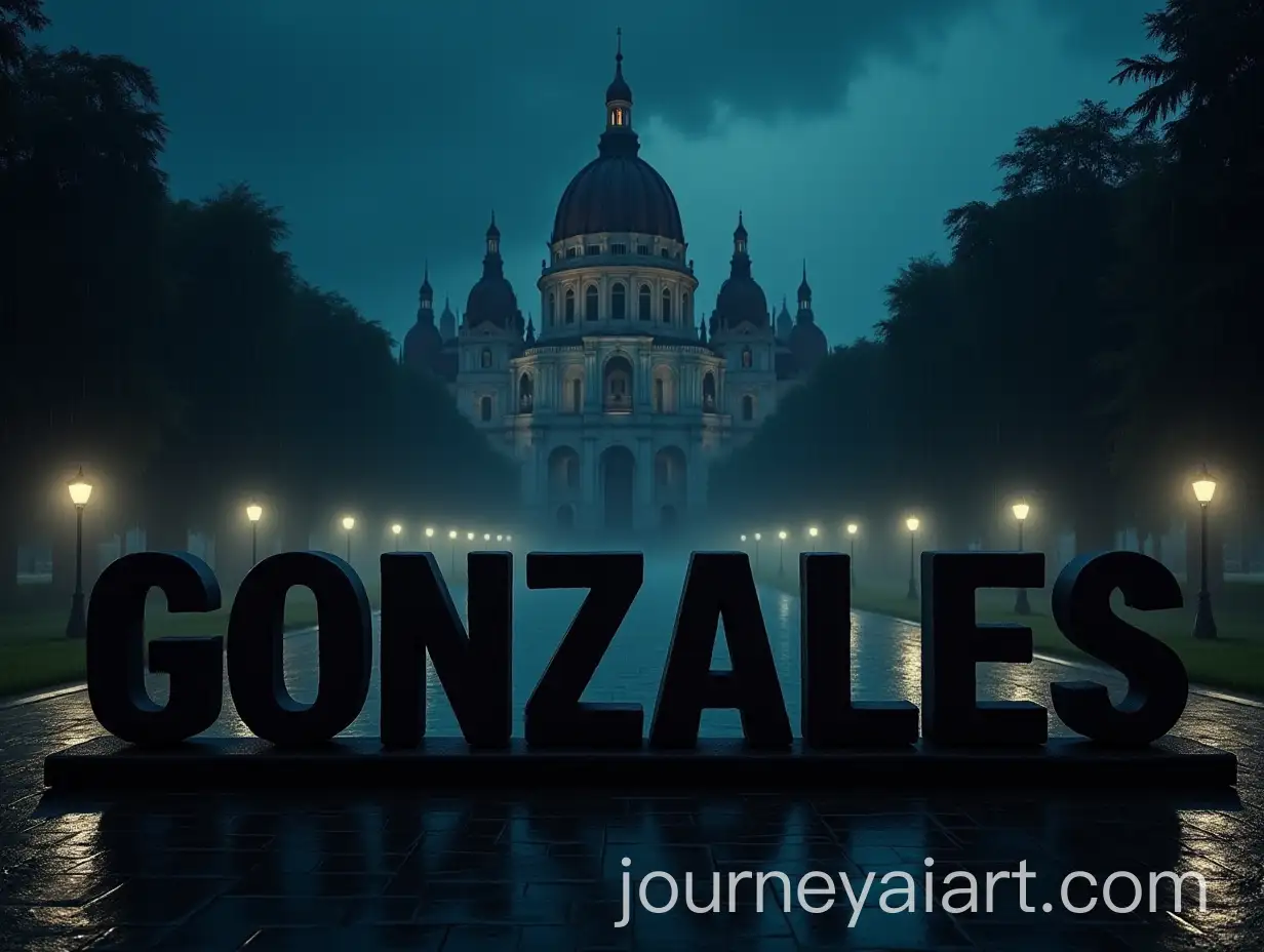 Majestic-Stone-Building-GONZALES-in-Mysterious-Night-Rain