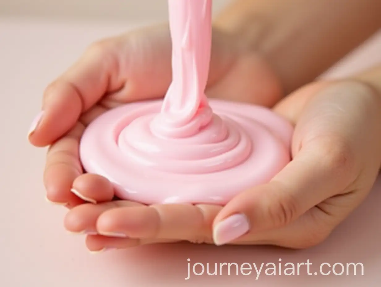 Woman-Applying-Thick-PinkAI-Image-Expansion-Cream-with-Circular-Motions-in-LightFilled-Setting