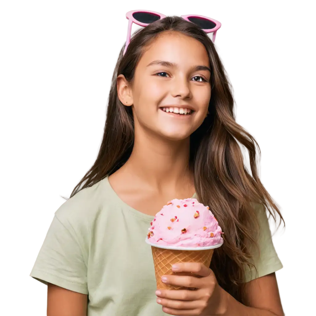 PNG-Image-of-a-Girl-Enjoying-Ice-Cream-HighQuality-Clear-Image-Format-for-Various-Uses