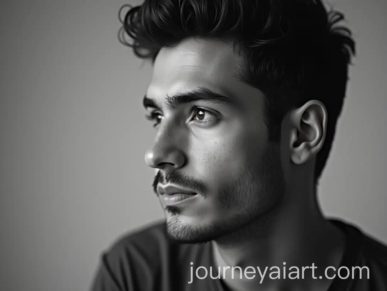 Black-and-White-Portrait-of-a-Handsome-Young-Man-at-22-with-Focus-on-Chin-and-Jawline