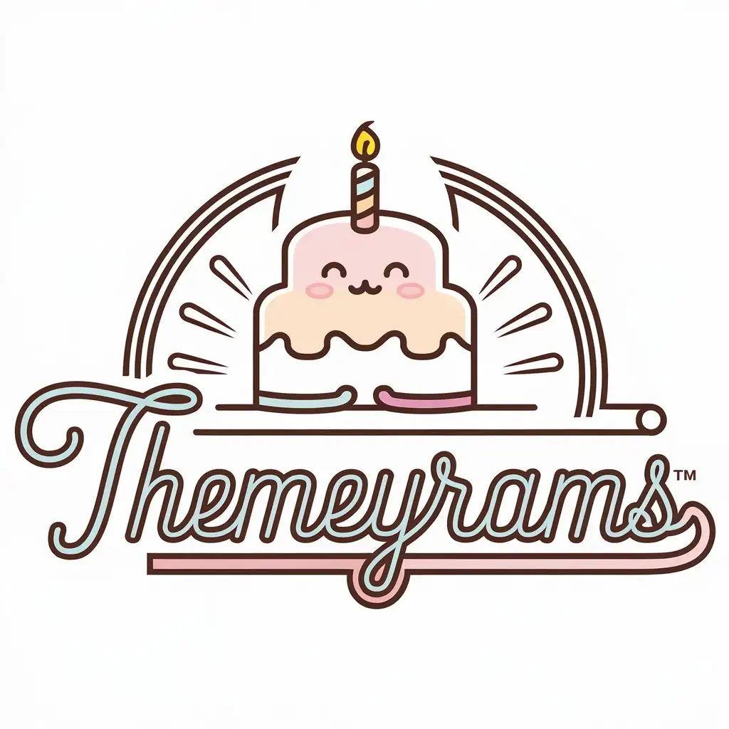 LOGO Design For Themeyrams Cute Cake with Candle in Pastel Colors for Restaurants