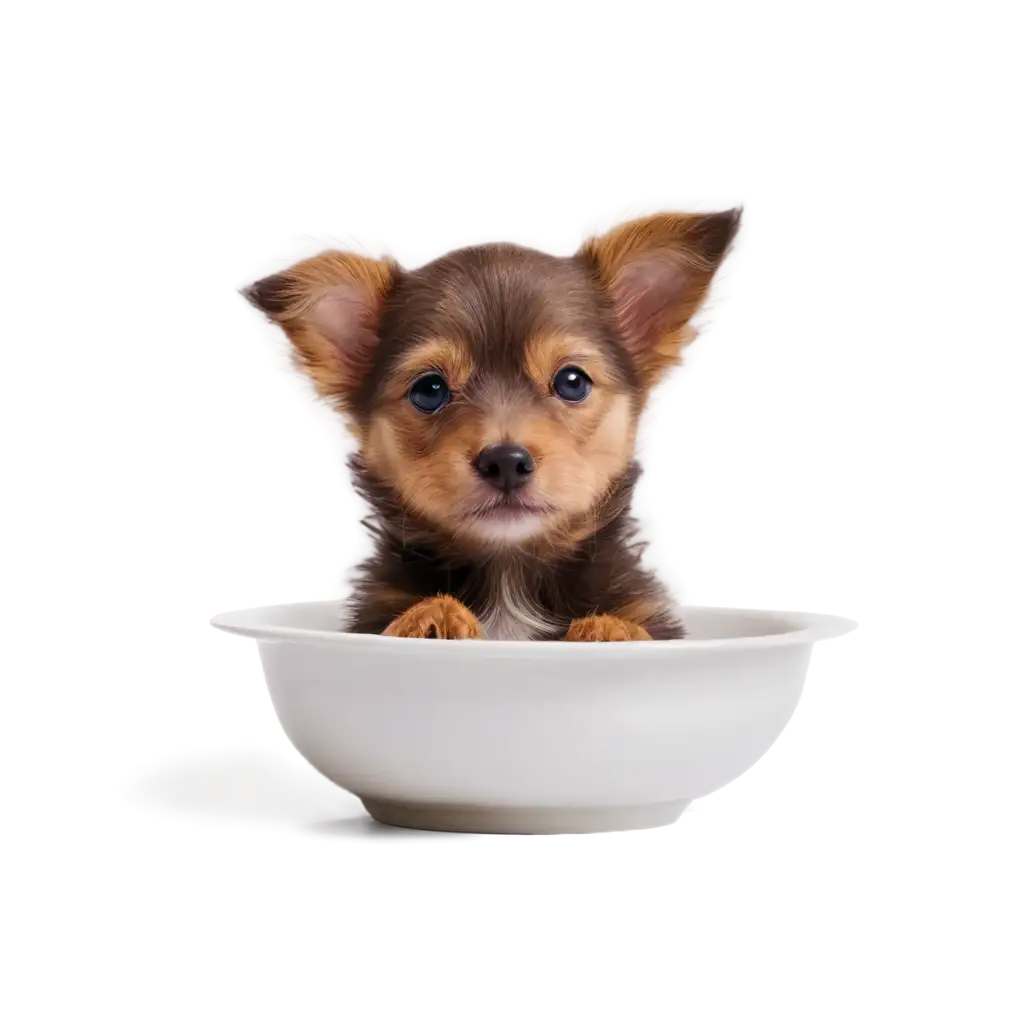 Adorable-Cute-Dog-in-Dishes-PNG-Image-HighQuality-Clear-Illustration