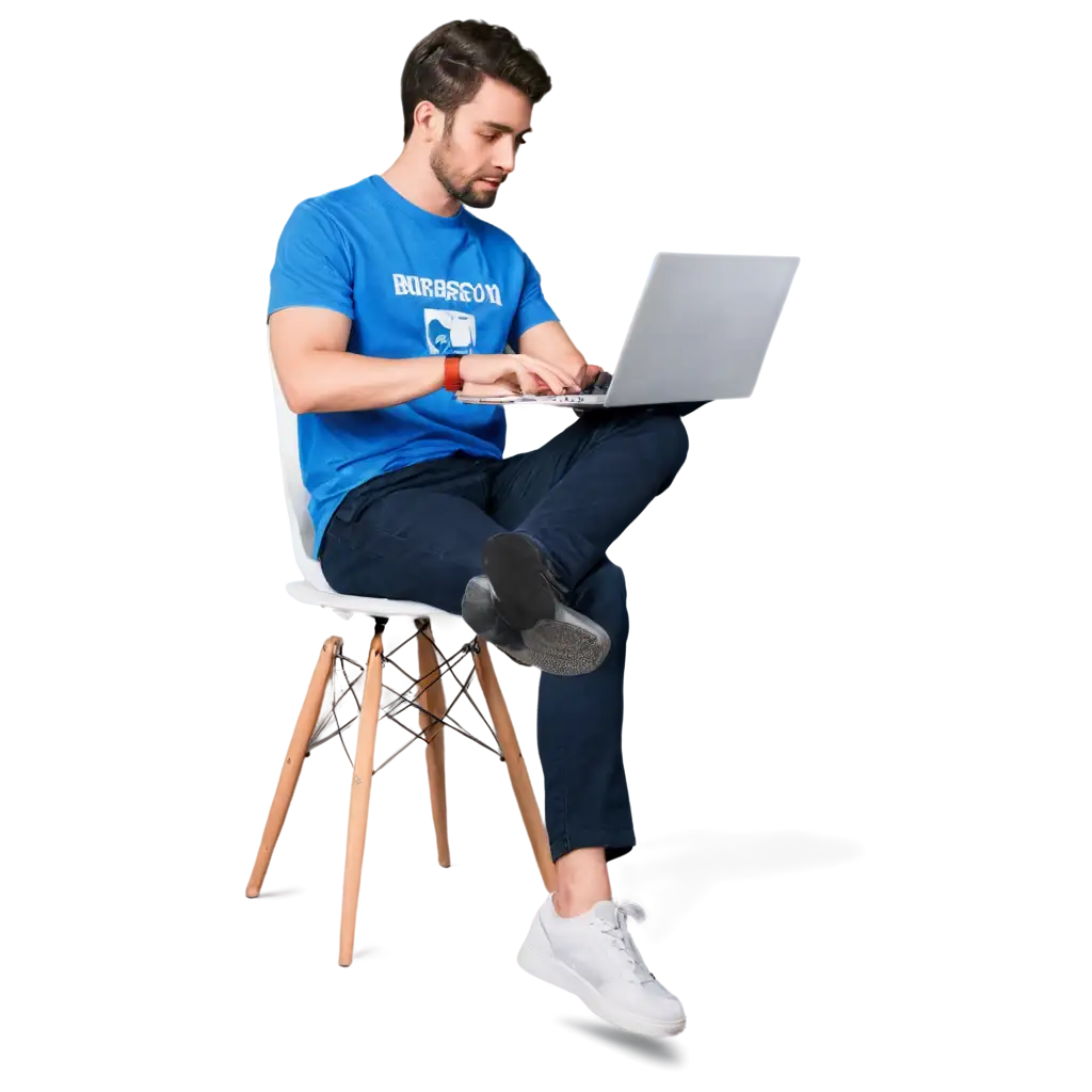 Person-Sitting-on-Laptop-Wearing-Blue-Tshirt-PNG-Image-HighQuality-and-Versatile-Visual-Resource