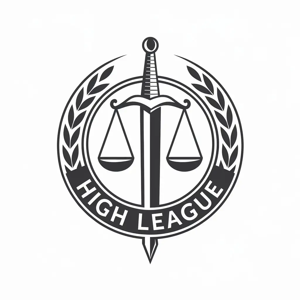 LOGO Design for High League Vector Sword and Scales Symbol for Real Estate Industry