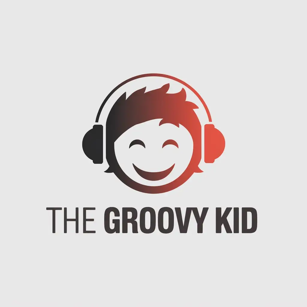 LOGO Design for The Groovy Kid Minimalistic Vector Logo Featuring a Smiling Kid with Headphones