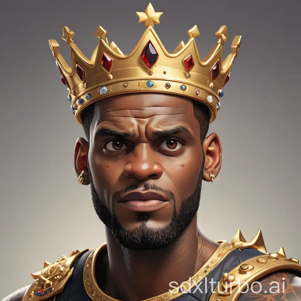 cartoon version of lebron james with a king's crown