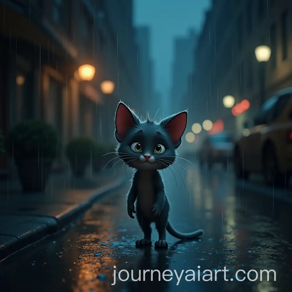 Lonely-Gray-Cat-Walking-Through-Rainy-City-Streets-at-Night-in-PixarStyle