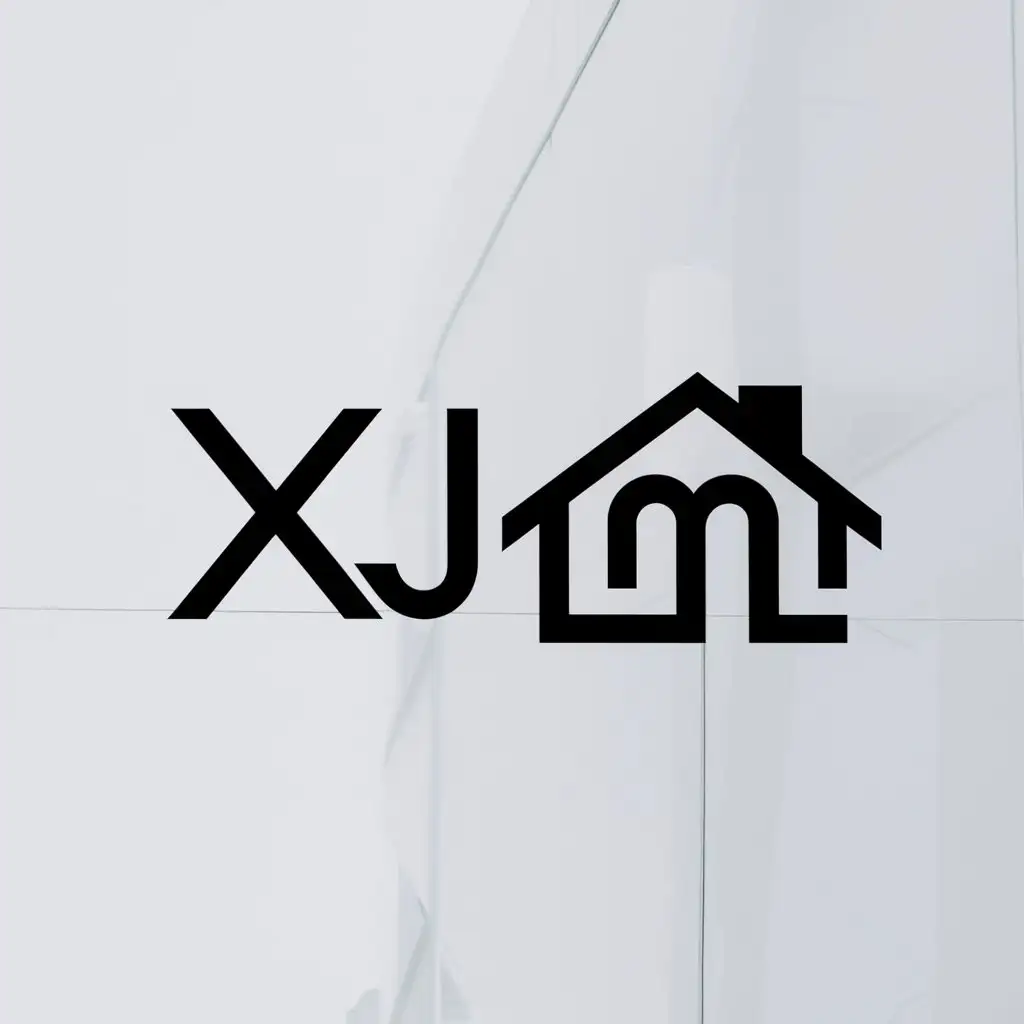 a logo design,with the text "XJ", main symbol:HOME,Minimalistic,clear background