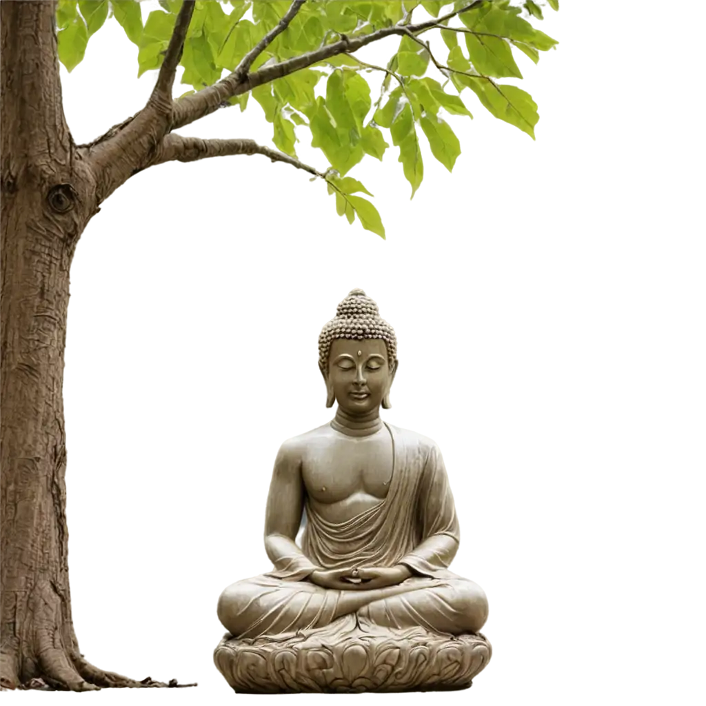 PNG-Image-of-Buddha-Meditating-Under-the-Bodhi-Tree-Serene-Artistic-Representation