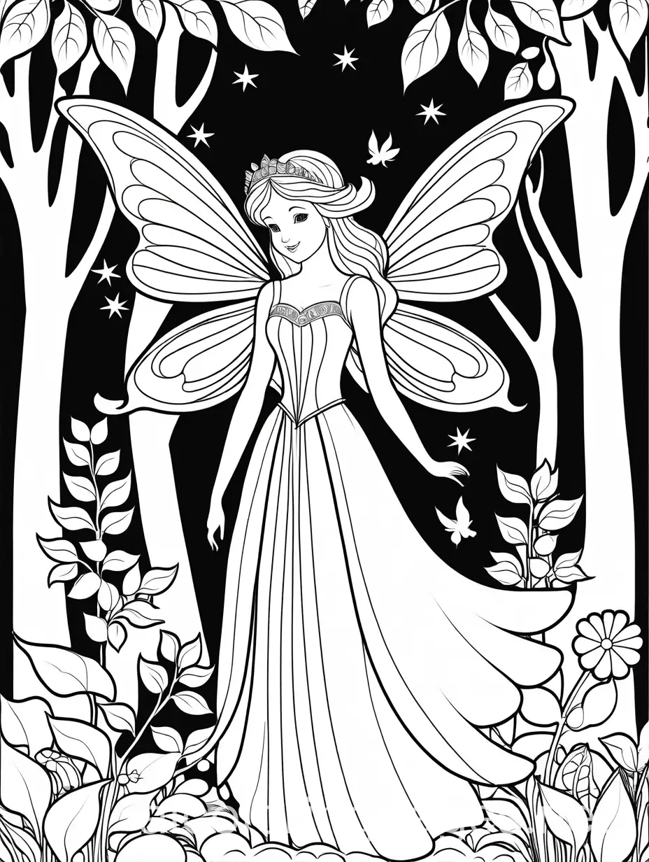 Enchanting-Fairy-in-a-Magical-Forest-Coloring-Page-for-Kids