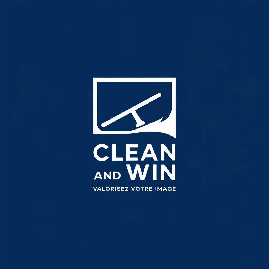 LOGO Design for Clean and Win Vector Squeegee Symbol with Blue Background and Minimalistic Style