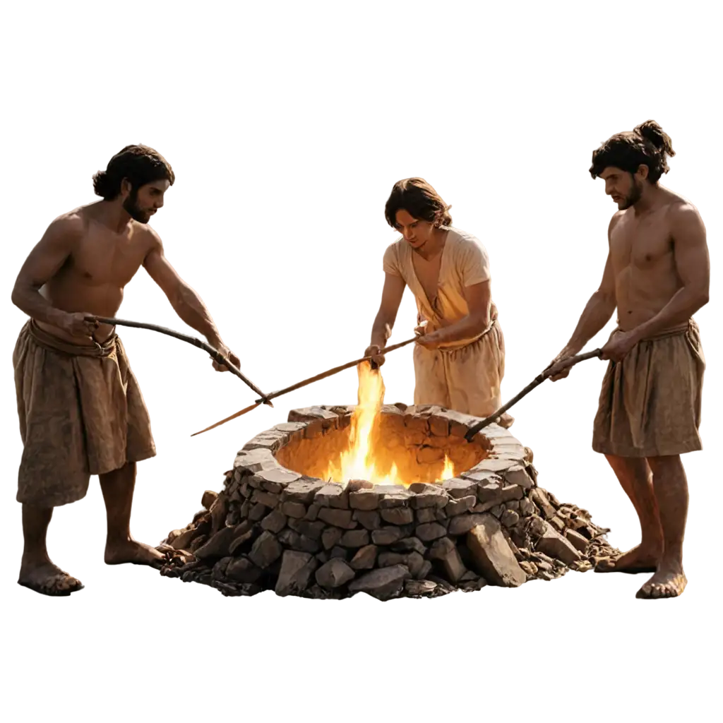 Ancient-People-Smelting-Metal-PNG-Image-Illustration-for-Historical-Artifacts