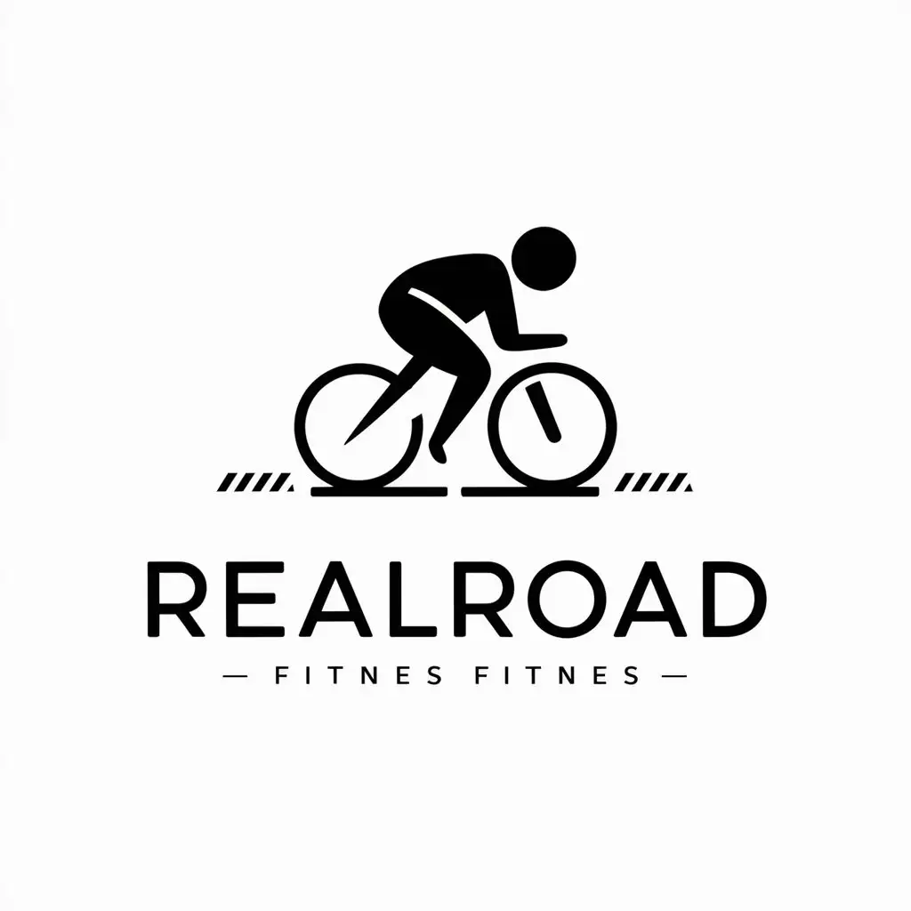 a vector logo design,with the text "REALROAD", main symbol:cycling,Minimalistic,be used in Sports Fitness industry,clear background