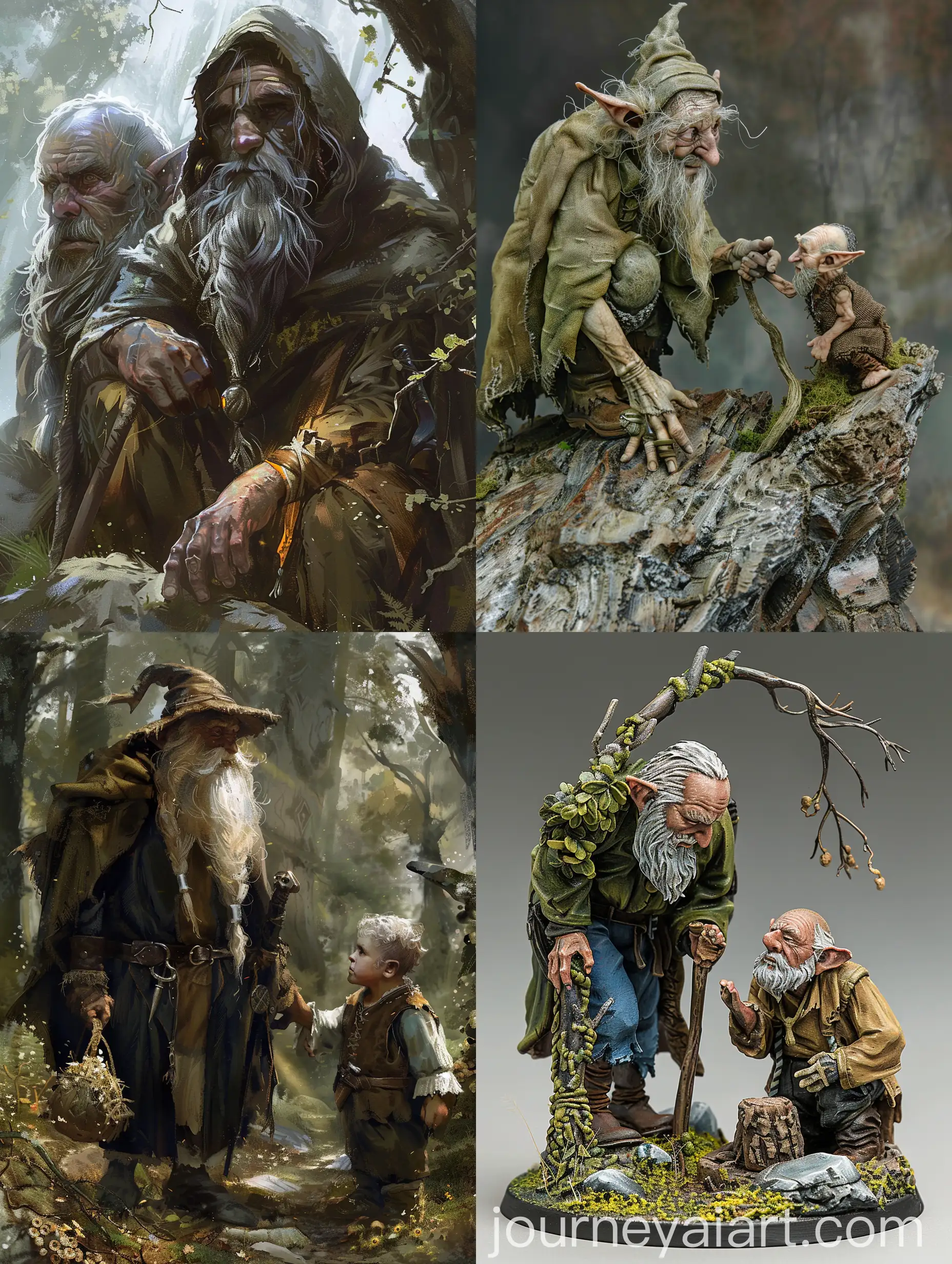 Elf-Hermit-Assisting-Dwarf-in-Forest-Scene