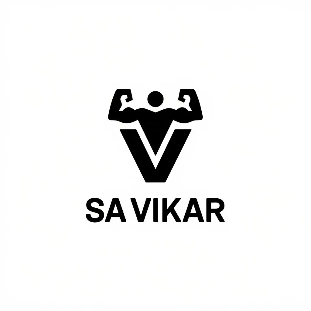 LOGO Design For SA Vikar Minimal Vector Logo with Strong Figure V Symbolizing Fitness