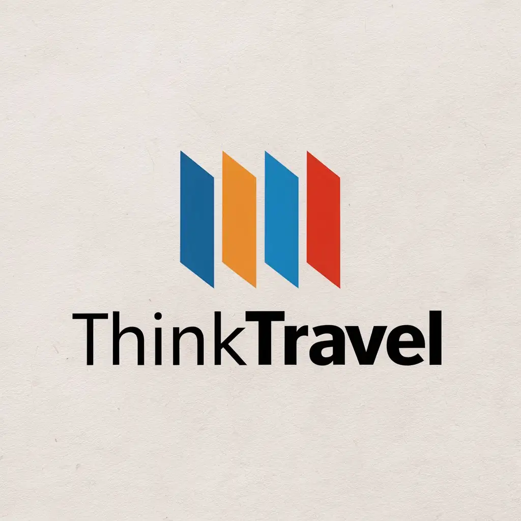 LOGO-Design-for-ThinkTravel-Four-Colorful-Blue-Stripes-Symbolizing-Exploration-and-Adventure