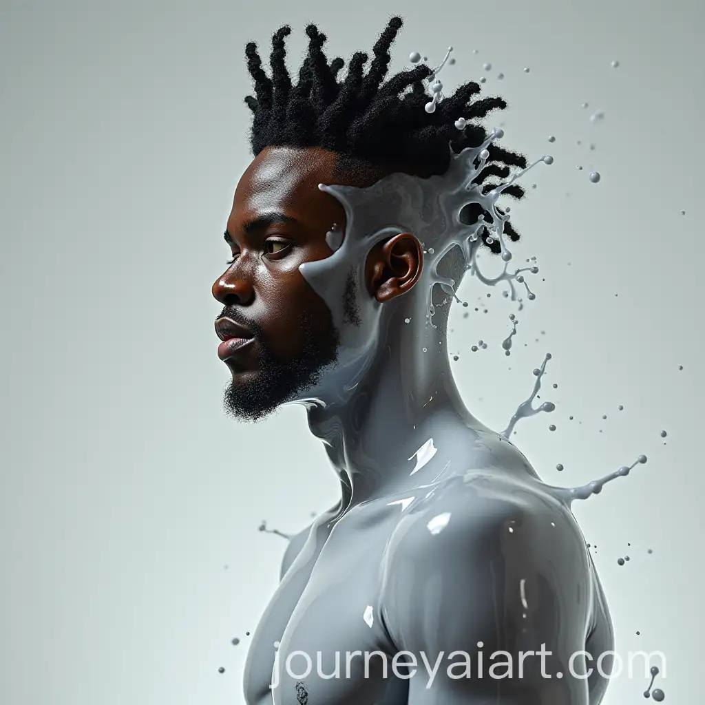 Black-Man-Floating-in-White-Liquid-Abstract-Art