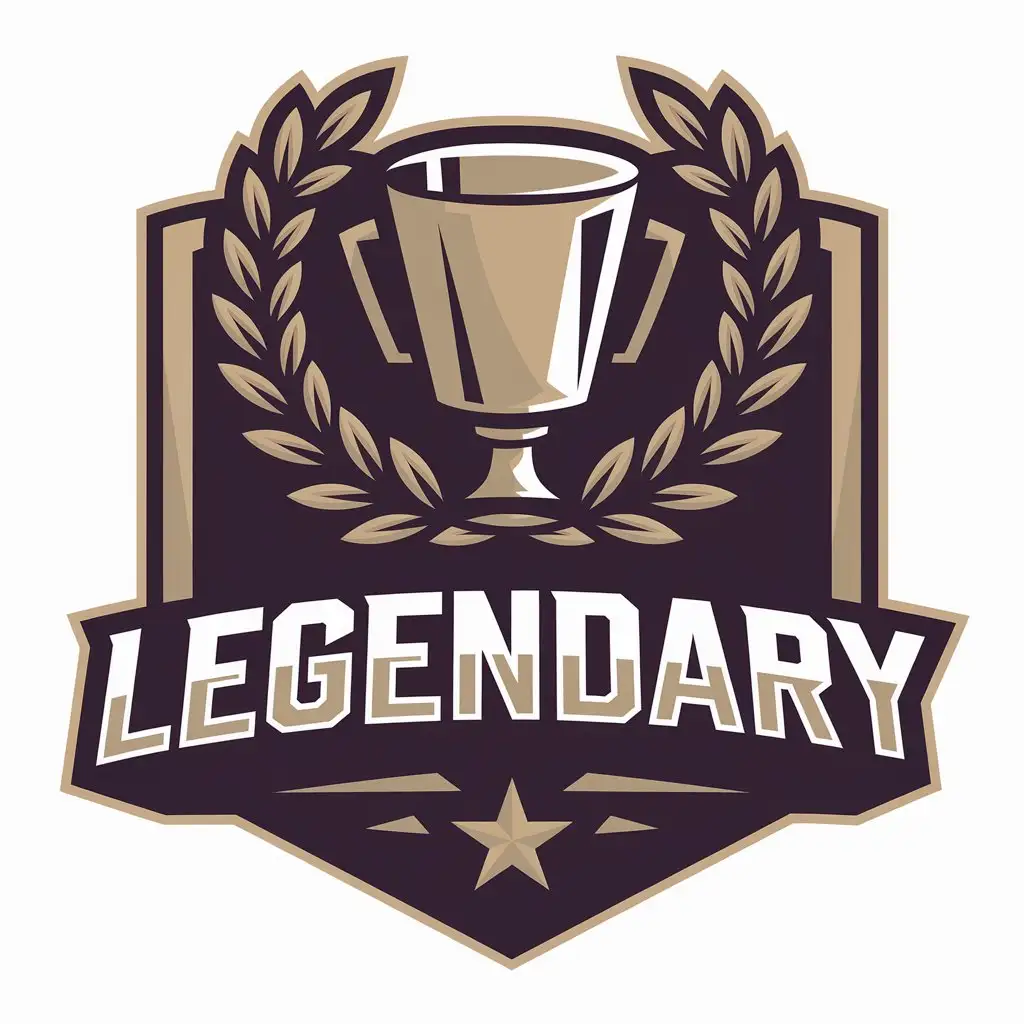 a vector logo design,with the text "LEGENDARY", main symbol:Cup, around which is the wreath of the victor,Moderate,clear background