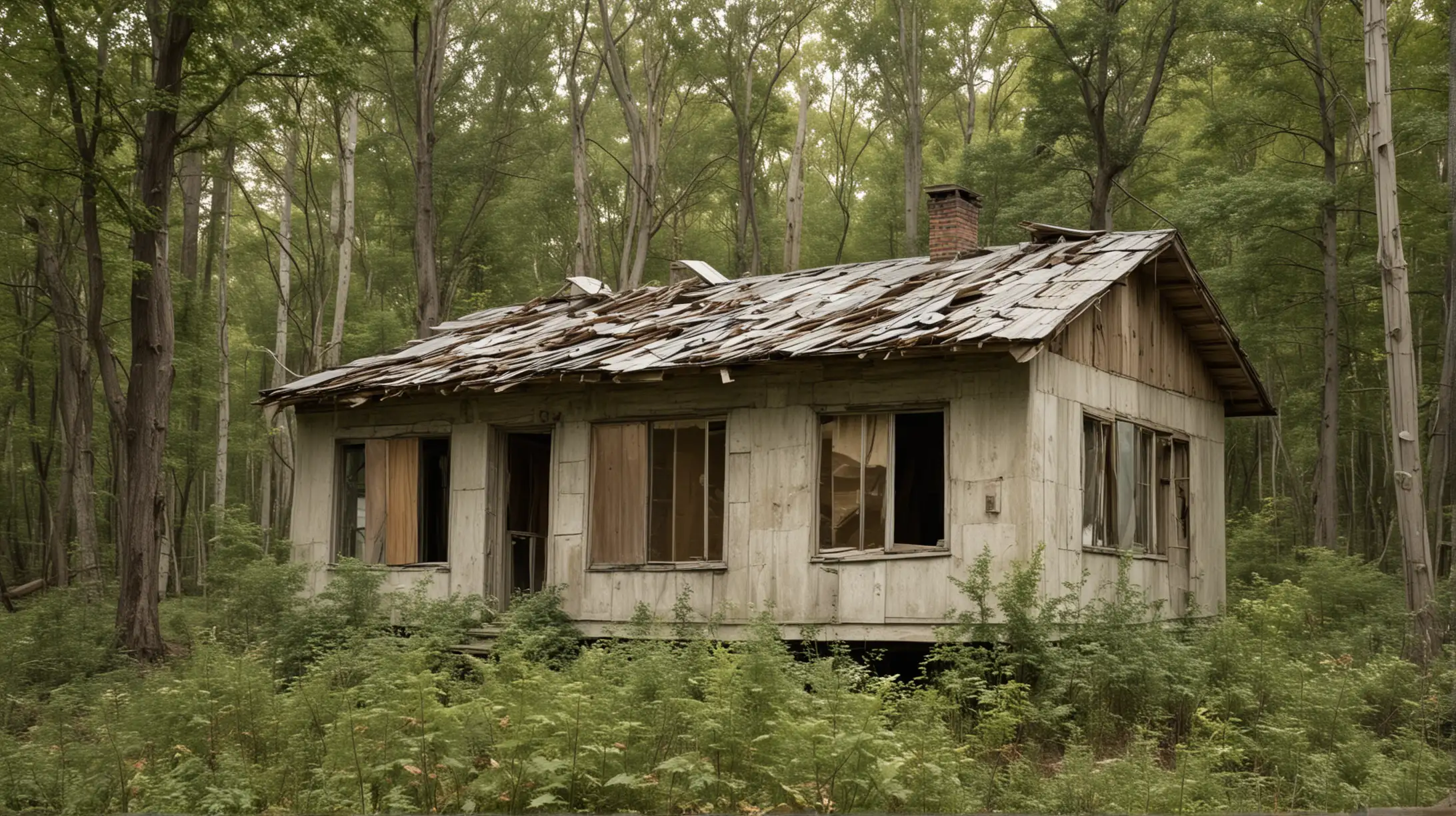 Hidden House in Wilderness with BoardedUp Windows